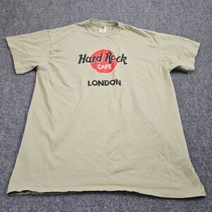 Hard Rock Cafe TShirt Mens XL Olive Green London Vintage Y2K Made in England